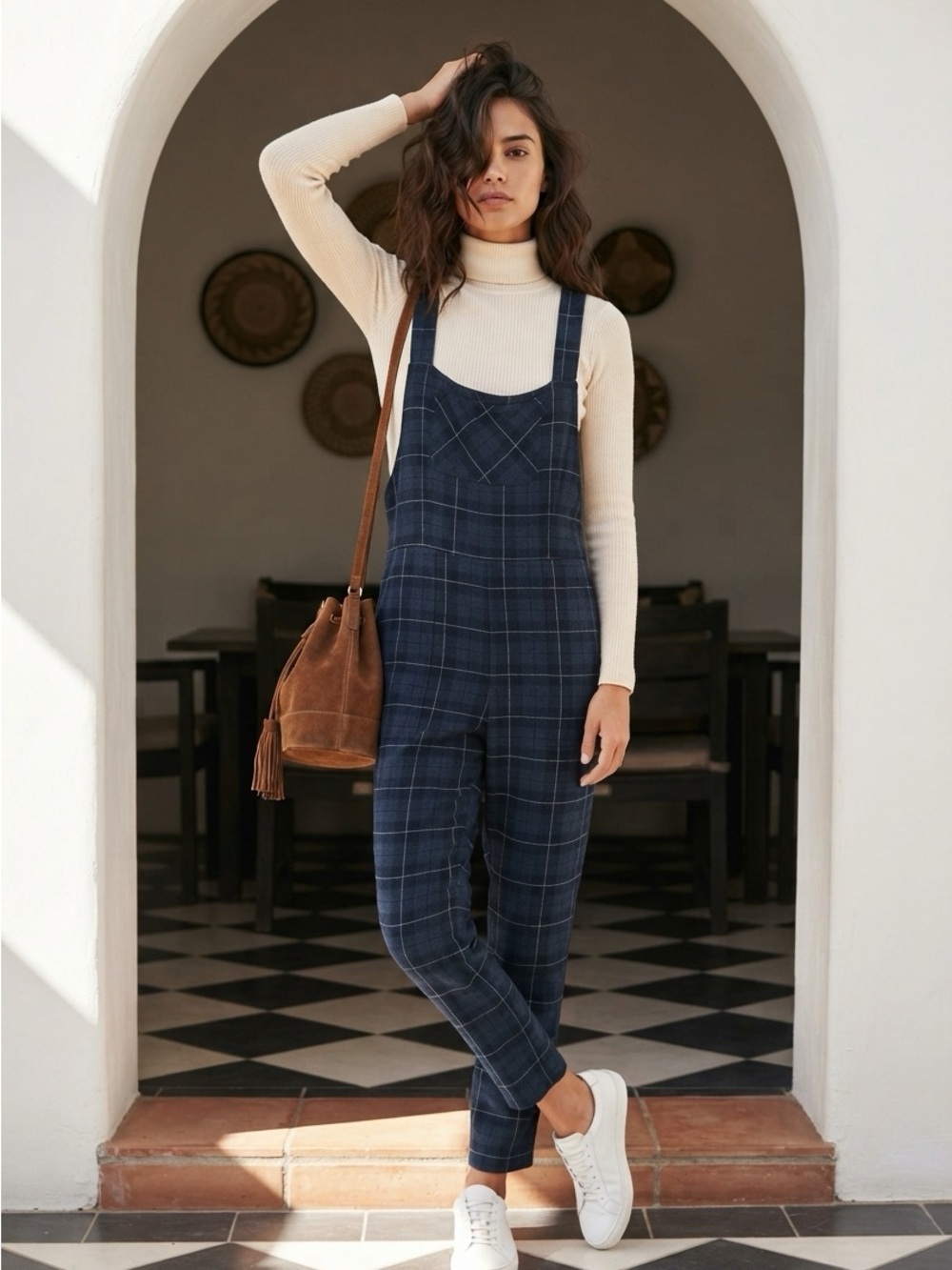 Smash + Tess Navy Plaid Women’s Overalls